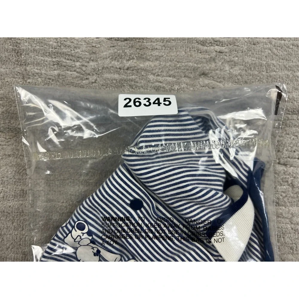 Nannette‎ Polo Bodysuit Baby Boy 3/6M Navy White Stripe Baseball Teddy Bear